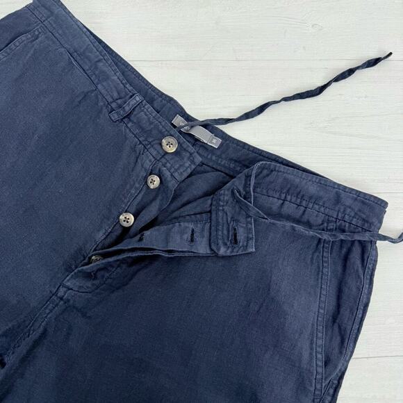 Vince 100% Linen Mens Pants 36 x 33 Straight Leg Navy Blue Drawstring Beach - Picture 6 of 13